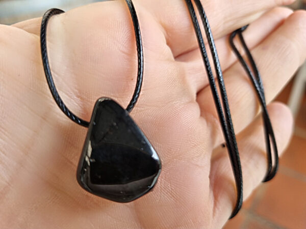 Black Tourmaline Necklace Tumbled  (Cloak Of Protection) - Image 2