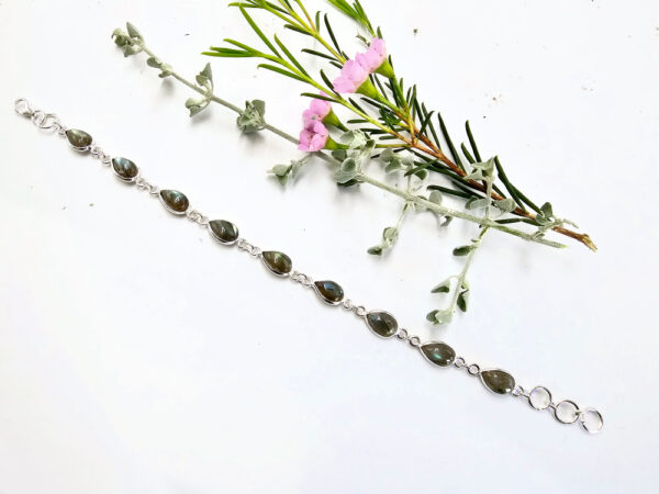 Labradorite Tear Links Bracelet (925 Silver) - Image 2