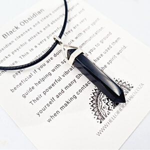 Black Obsidian Crystal Necklace (925 Silver)