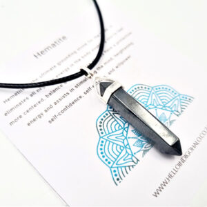 Hematite Crystal Point Necklace (925 Silver)