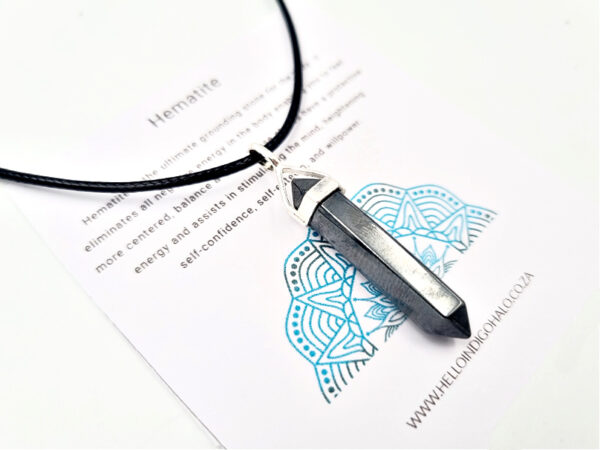 Hematite Crystal Point Necklace (925 Silver)