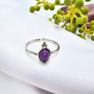Amethyst Ring Oval & Circles (925 Silver)