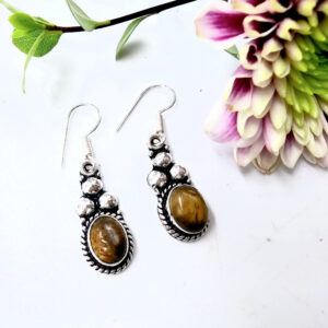 Tigers Eye Triple Dot Earrings