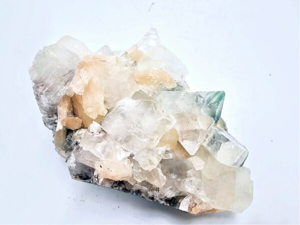 Apophyllite cluster with green crystal formations