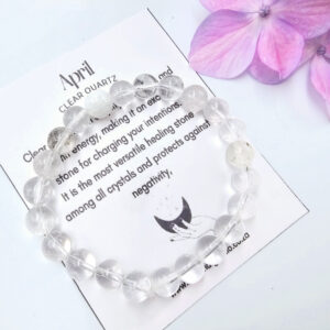 April  Birthstone Bangle Clear Quartz (8mm)
