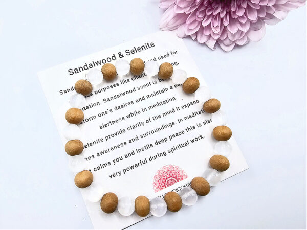 Selenite & Sandalwood Bangle (6mm)