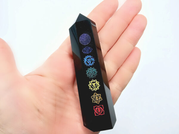Black Obsidian Chakra Polished Point (9cm)
