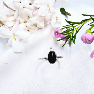 Black Onyx Ring Oval Circle (925 Silver)