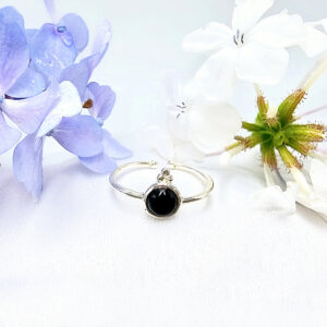 Black Onyx Round Ring With Circles (925 Silver)
