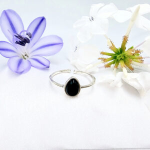 Black Onyx Tear Ring (925 Silver)