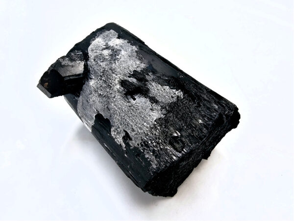 Black Tourmaline Rough with Hyalite Inclusions