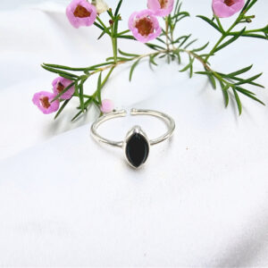 Black Onyx Diamond Ring (925 Silver)