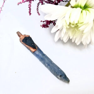 Blue Kyanite & Moldavite Copper Pendant