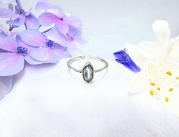 Blue Topaz Diamond Ring (925 Silver)