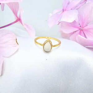 Brass Moonstone Tear Drop Ring (Adjustable)