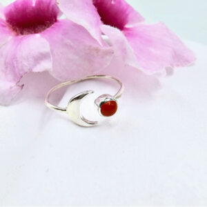 Carnelian Moon Ring (925 Silver)