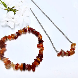 Carnelian Chips Necklace & Bracelet Combo