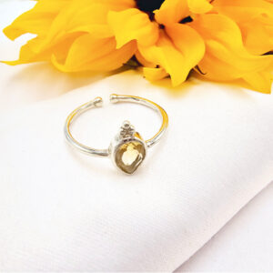 Citrine Ring Drop & Circles (925 Silver)