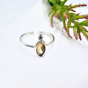 Citrine Ring Diamond Shape Circles (925 Silver)