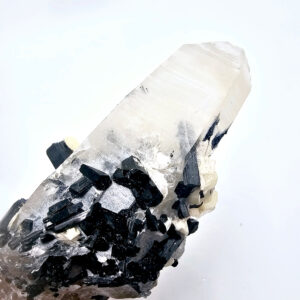Clear Quartz Point with Tourmaline & Fluorite