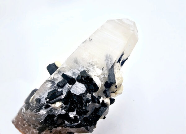 Clear Quartz Point with Tourmaline & Fluorite