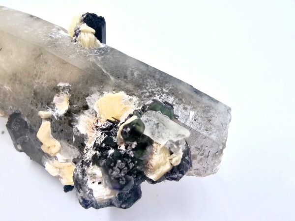 Clear Quartz Point Rough A (64g) Tourmaline & Fluorite - Image 2