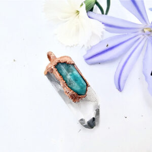 Clear Quartz & Amazonite Copper Pendant