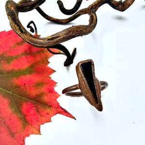 Copper Ring Black Obsidian