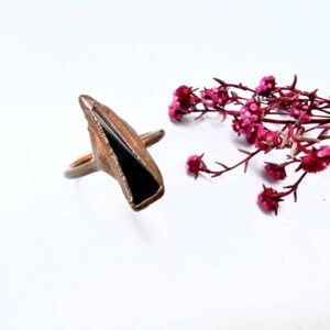 Copper Ring Black Obsidian A (S)