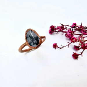Copper Ring Snowflake Obsidian A (L)