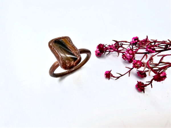 Tigers eye copper band stack ring