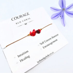 Red Coral Stone Chip Bangle (Courage)