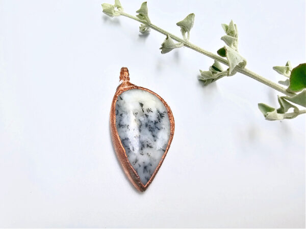 Dendritic White Opal Copper Pendant