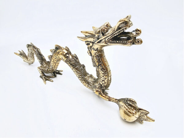 Dragon Statue Gold Long Brass (30cm)