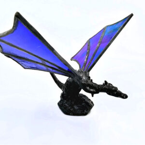 Stained Glass Blue Sitting Dragon (15cm)
