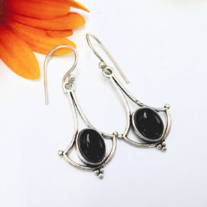 Earrings Black Onyx Wide Drop