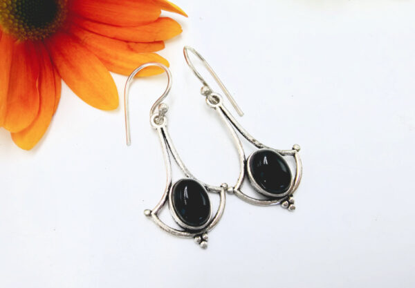 Earrings Black Onyx Wide Drop