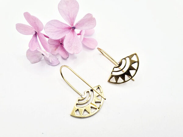Brass Egyptian Hook Earrings - Image 2