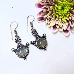 Labradorite Earrings Detailed Drop