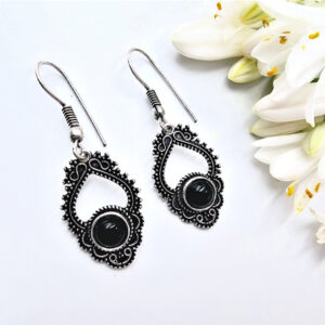 Indian Lattice Black Onyx Earrings