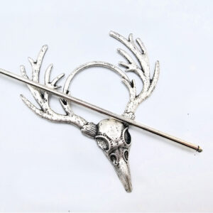 Elk Skull Hair Pin Round