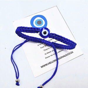 Evil Eye Macrame Bangle (Blue)