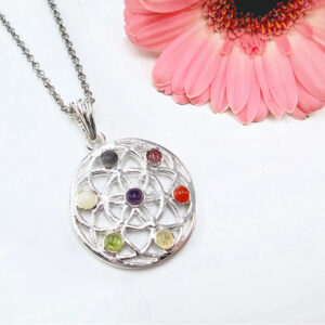 Flower of Life Chakra Gemstone Necklace