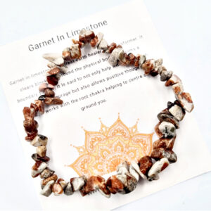 Garnet In Limestone Chips Bangle