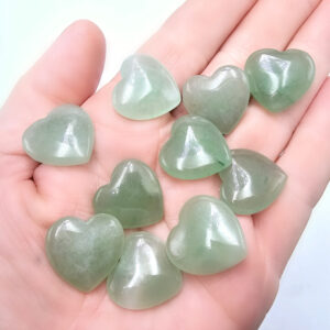 Green aventurine crystal hearts