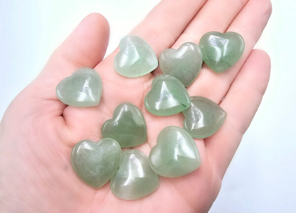Green aventurine crystal hearts