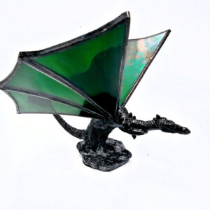Stained Glass Green  Sitting Dragon