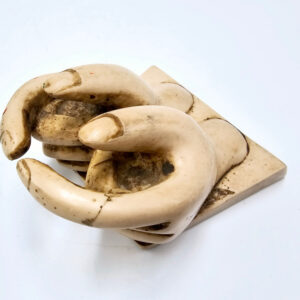 cream hands Business card holder