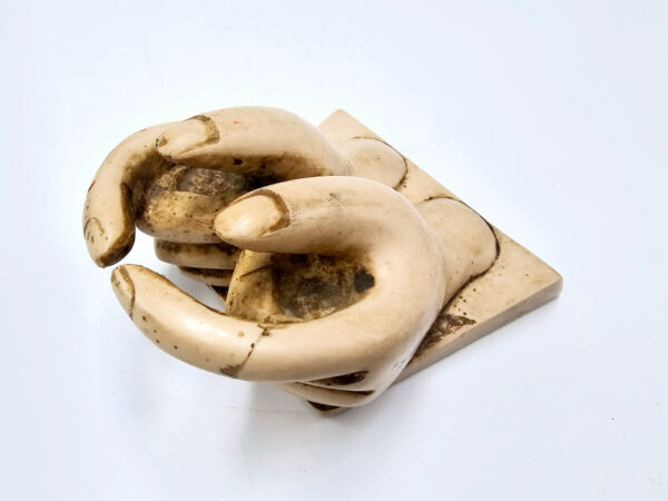 cream hands Business card holder