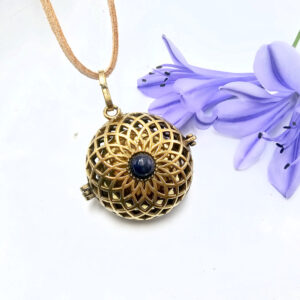 Harmony Bell Necklace Lapis Lazuli Brass (Opens)
